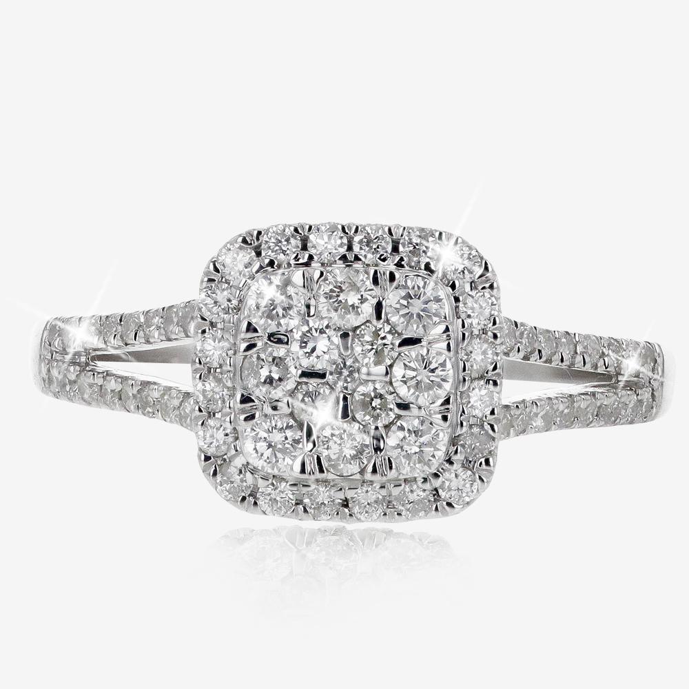9ct White Gold Diamond Cluster Ring