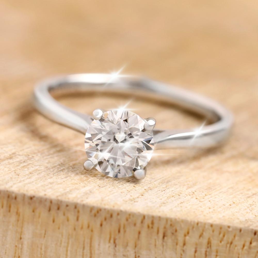 9ct White Gold Real Diamond Lab-Grown Ring 1.00ct Brilliant Cut