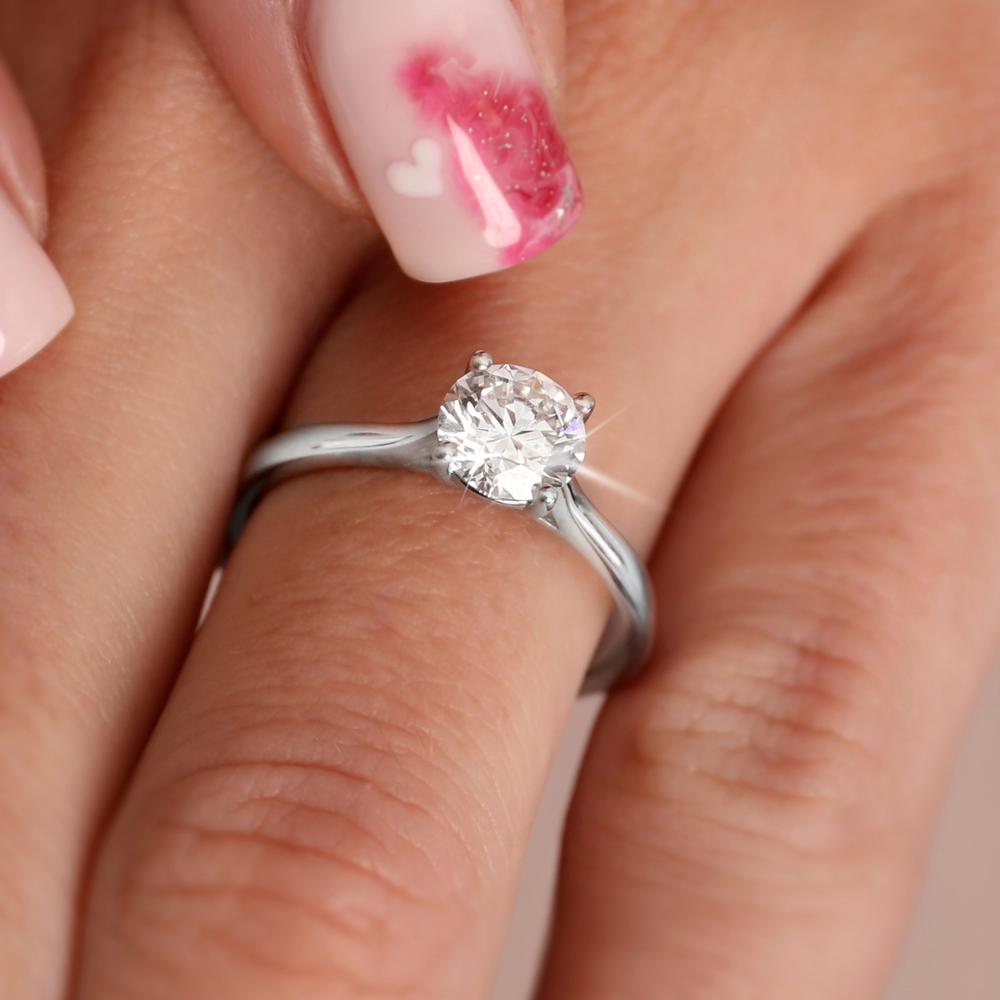 9ct White Gold Real Diamond Lab-Grown Ring 1.00ct Brilliant Cut