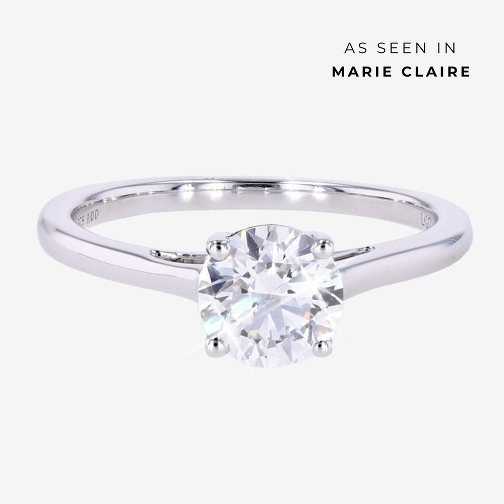 9ct White Gold Real Diamond Lab-Grown Ring 1.00ct Brilliant Cut
