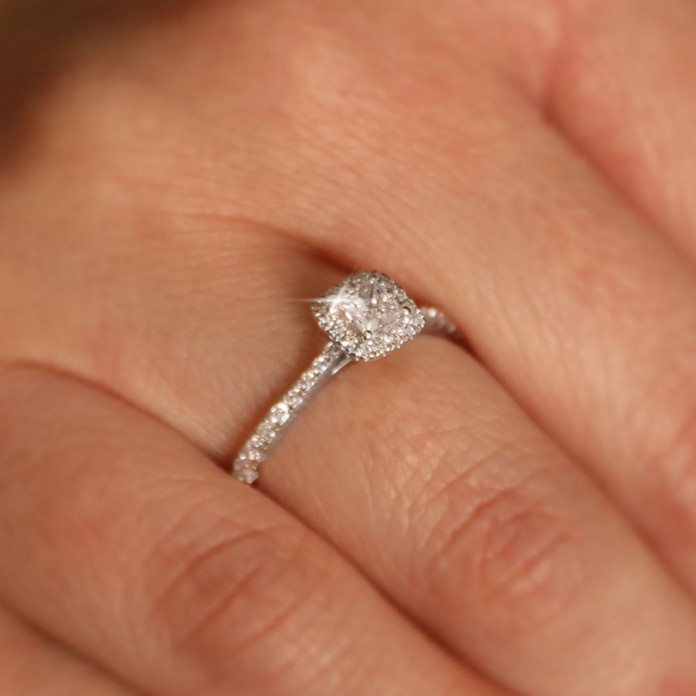 9ct White Gold Real Diamond Lab-Grown Princess Cluster Ring .50ct