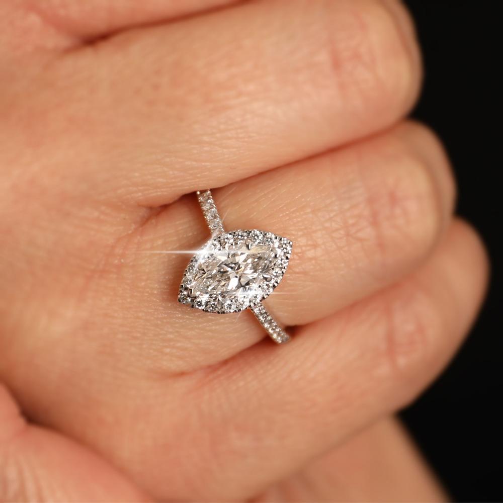 9ct White Gold Real Diamond Lab-Grown Marquise Cluster Ring 1.25ct
