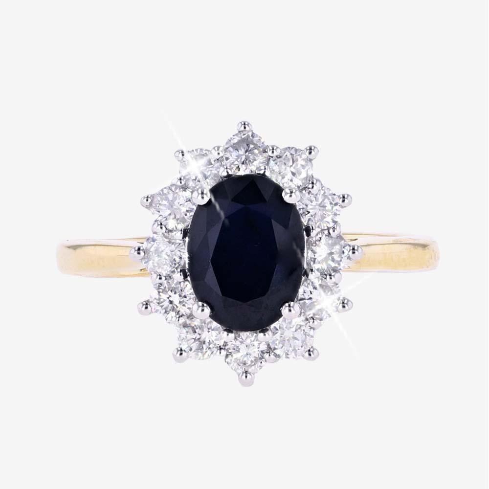 9ct Yellow Gold Sapphire And Diamond Ring Certificated .55ct