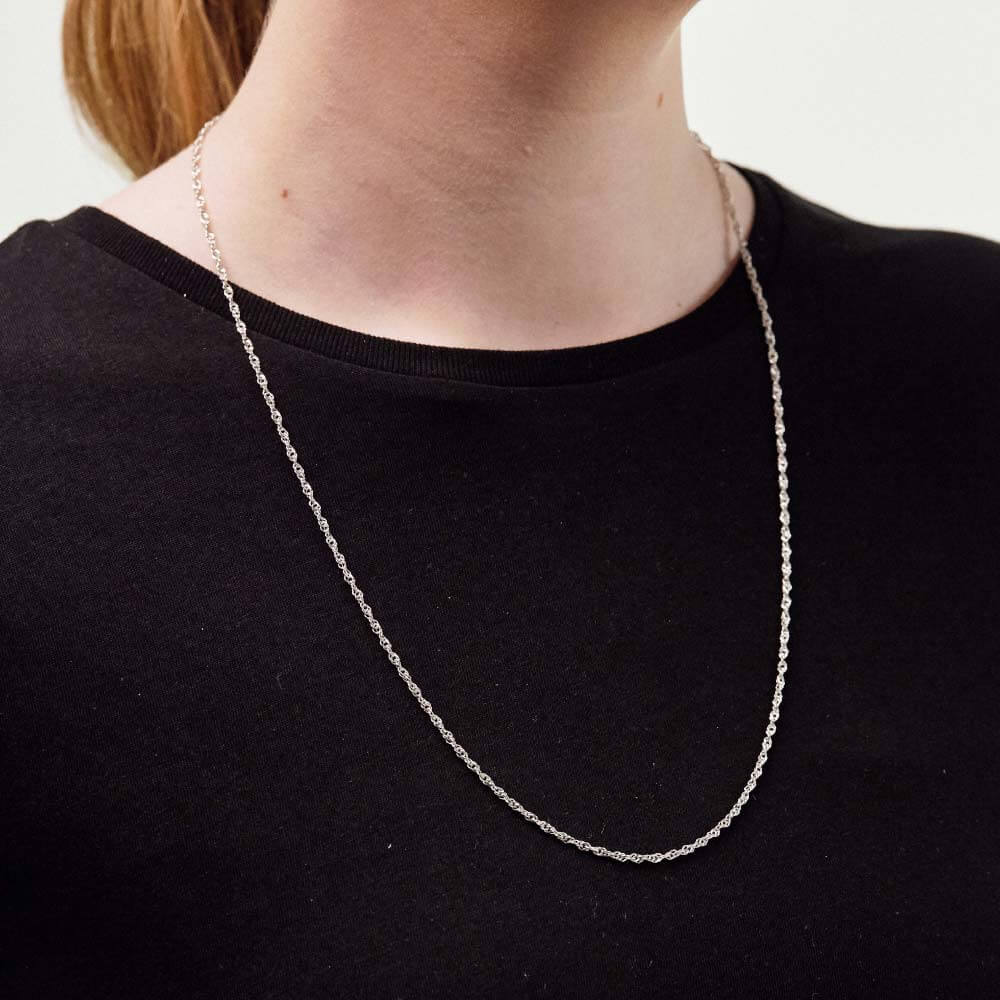Silver 24" Singapore Style Chain
