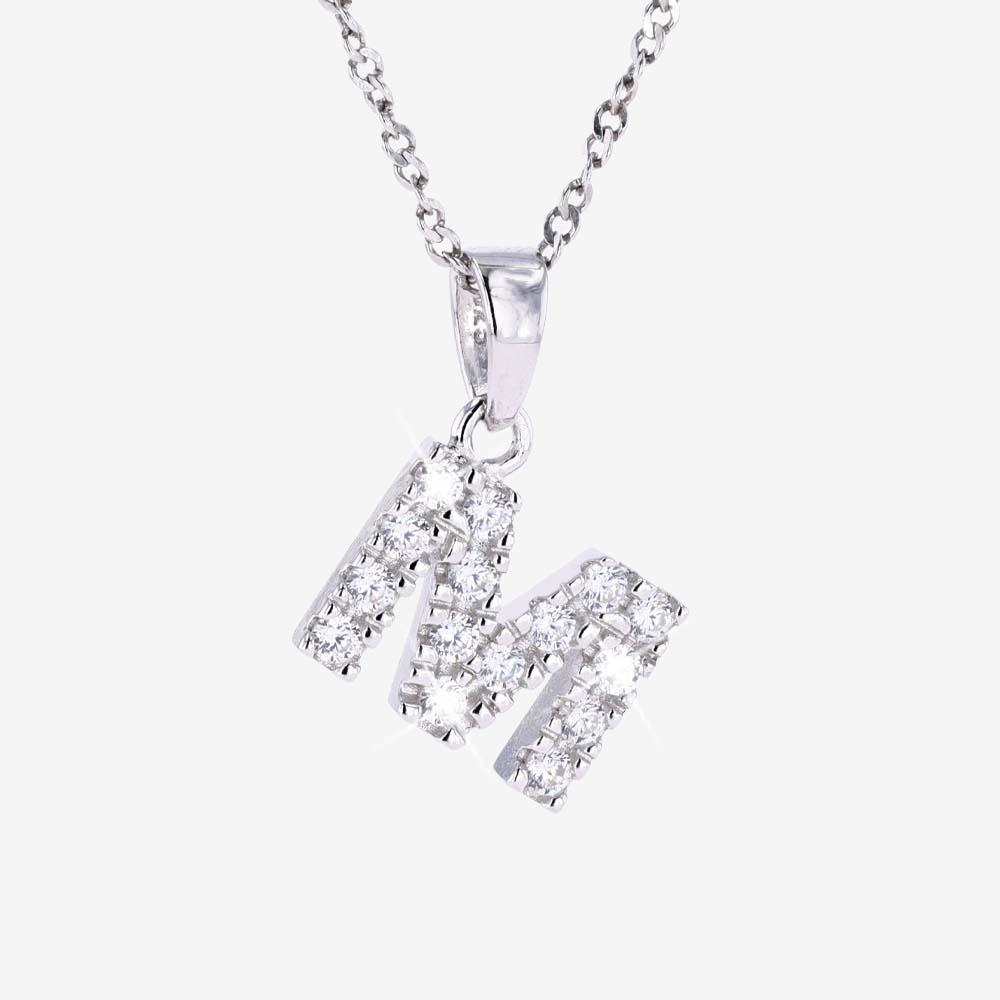 Sterling Silver M Initial Necklace