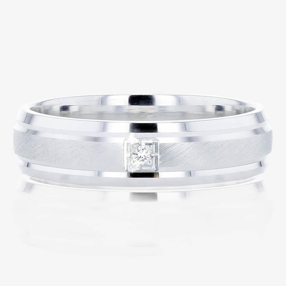 Silver Ladies Diamond Band Ring