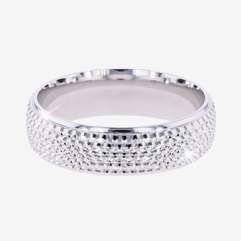 Silver Mens Diamond Cut Band Ring