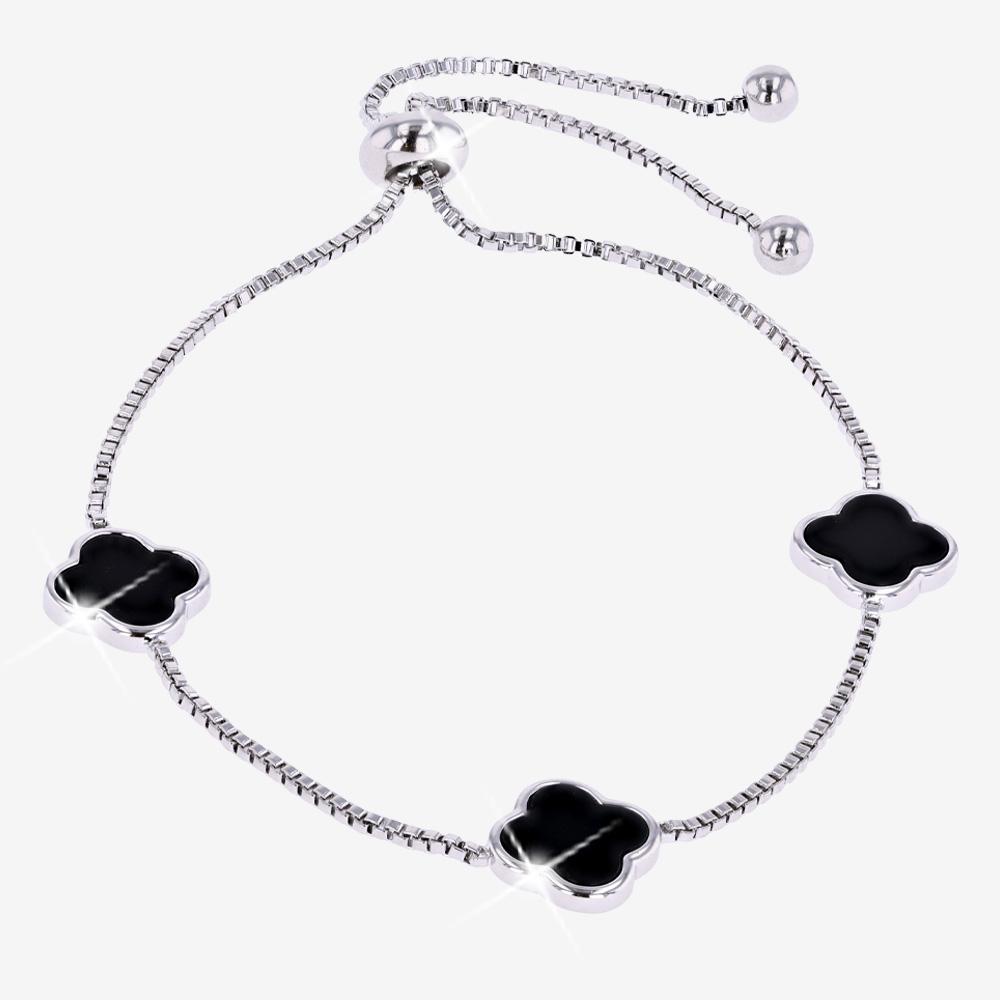 Real Onyx 4 Leaf Clover Friendship Bracelet