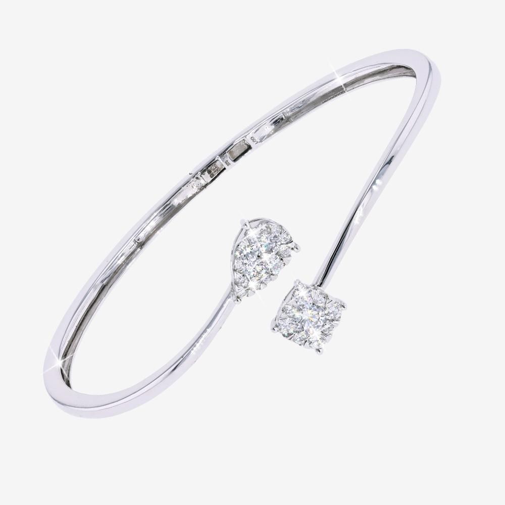 9ct White Gold Real Diamond Lab-Grown Bangle 1.00ct