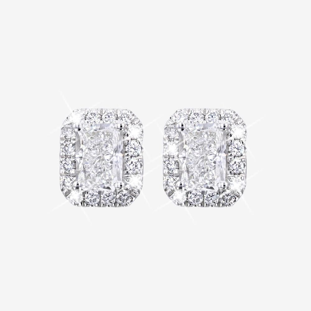 9ct White Gold Real Diamond Lab-Grown Radiant Earrings 1.00ct