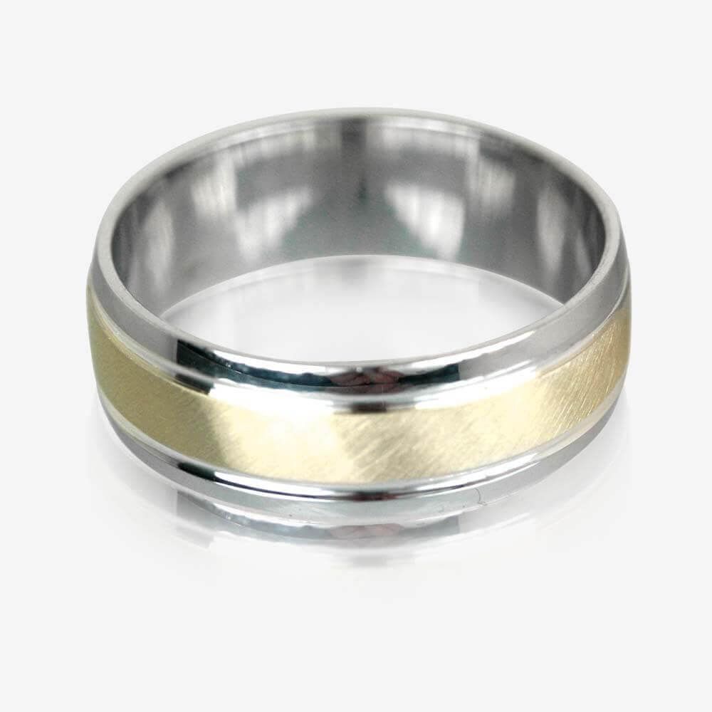 9ct Gold & Silver Heavyweight Mens Wedding Ring 7mm 
