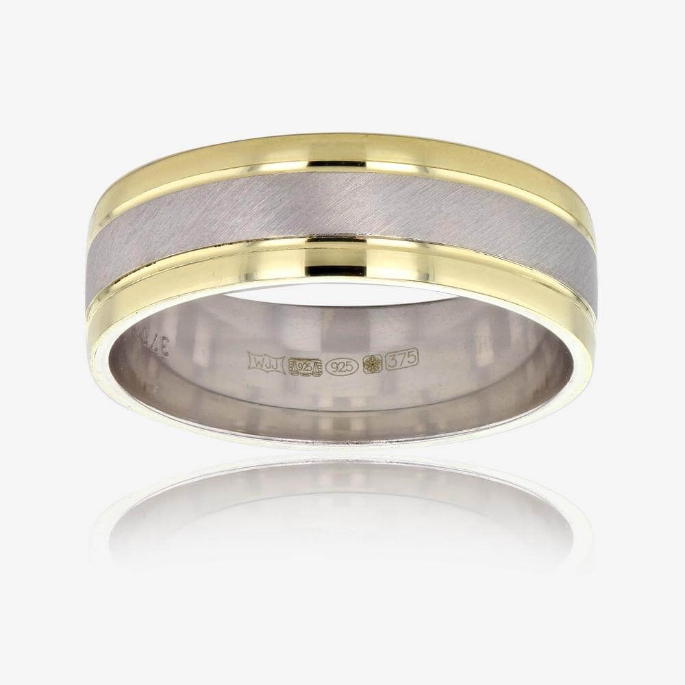 9ct Gold And Silver Heavyweight Mens Wedding Ring