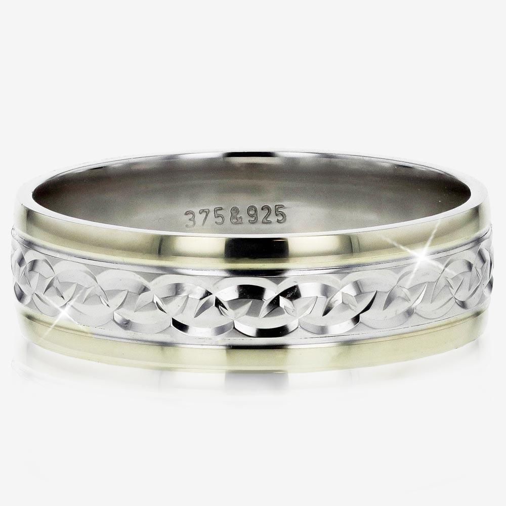 9ct Gold & Silver Heavyweight Mens Wedding Ring