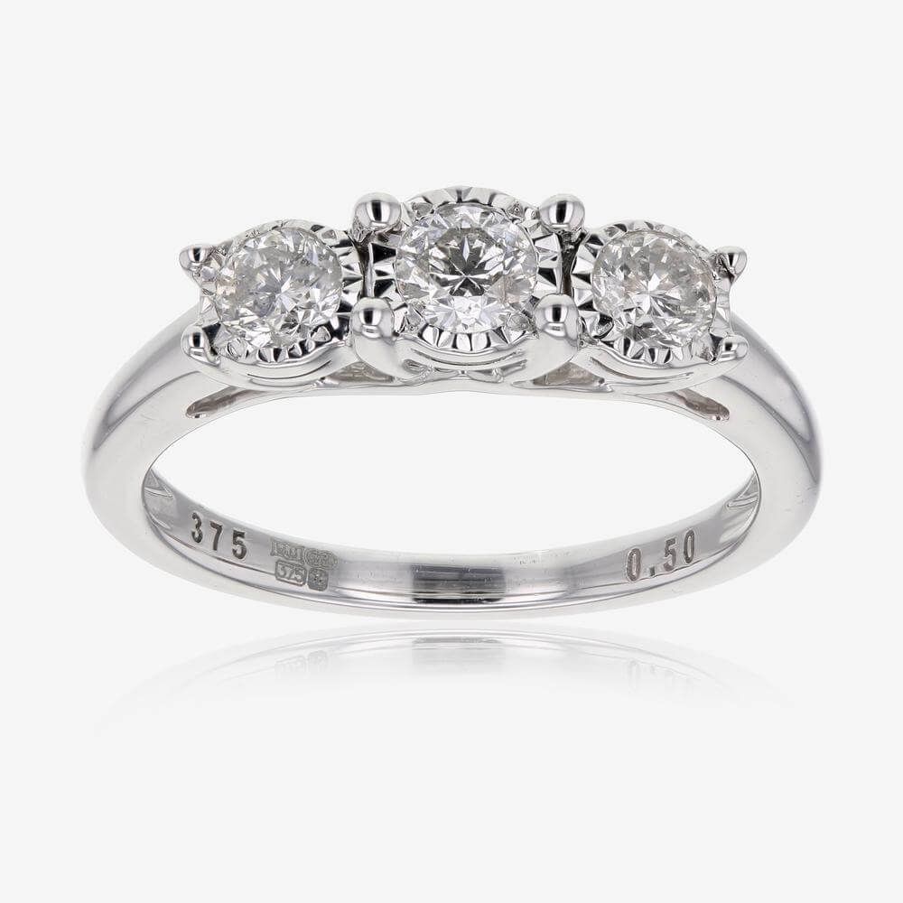 Pure Brilliance Certificated Diamond Trilogy Ring .50ct 