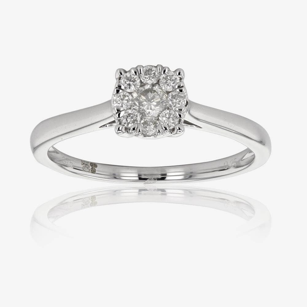 9ct White Gold Certificated Diamond Ring .25ct 