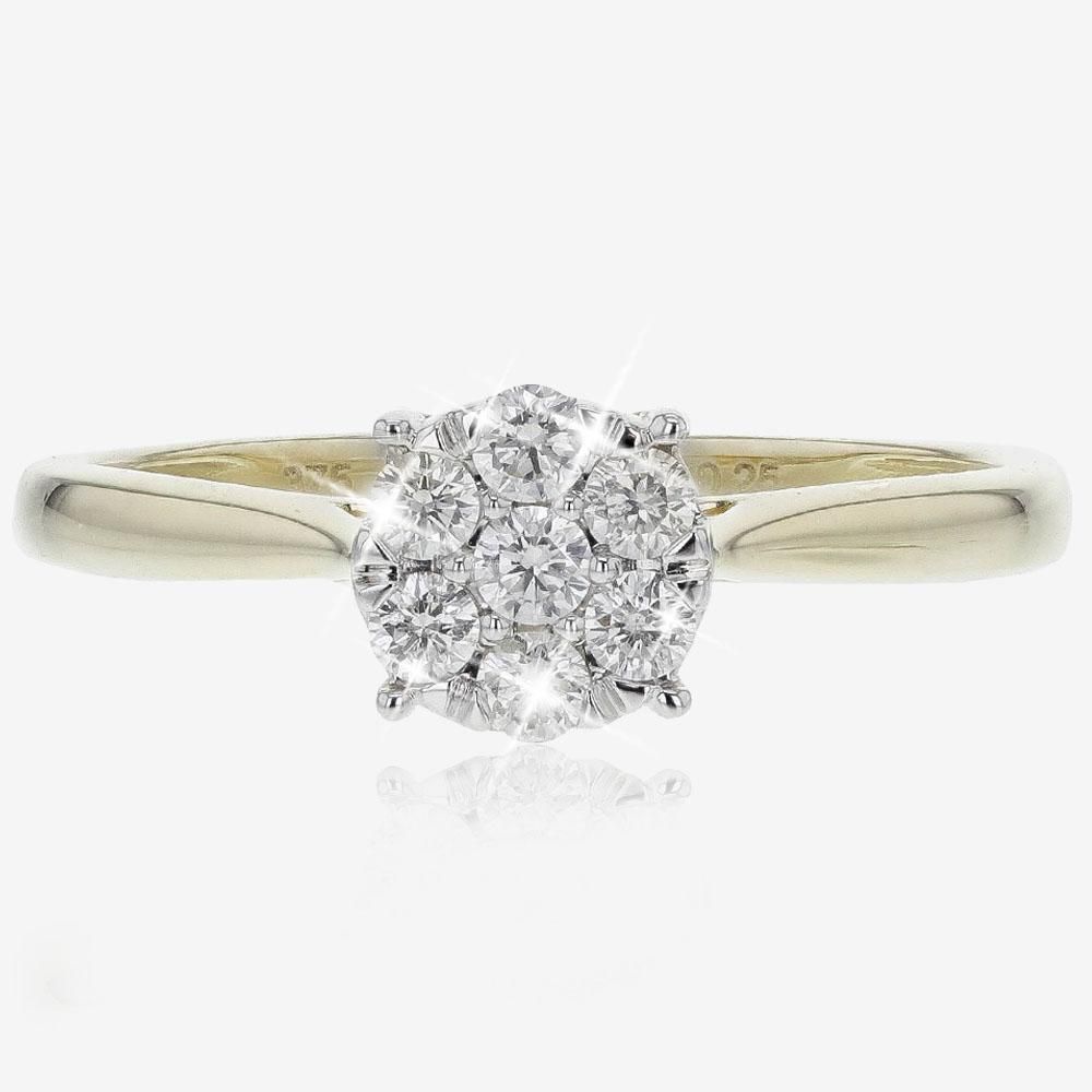 9ct Gold Certificated Diamond Ring .25ct