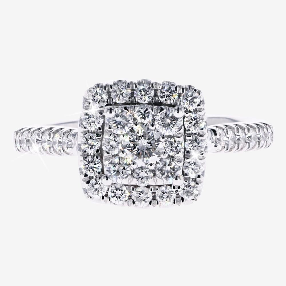 9ct White Gold Diamond Cluster Ring 1.00ct