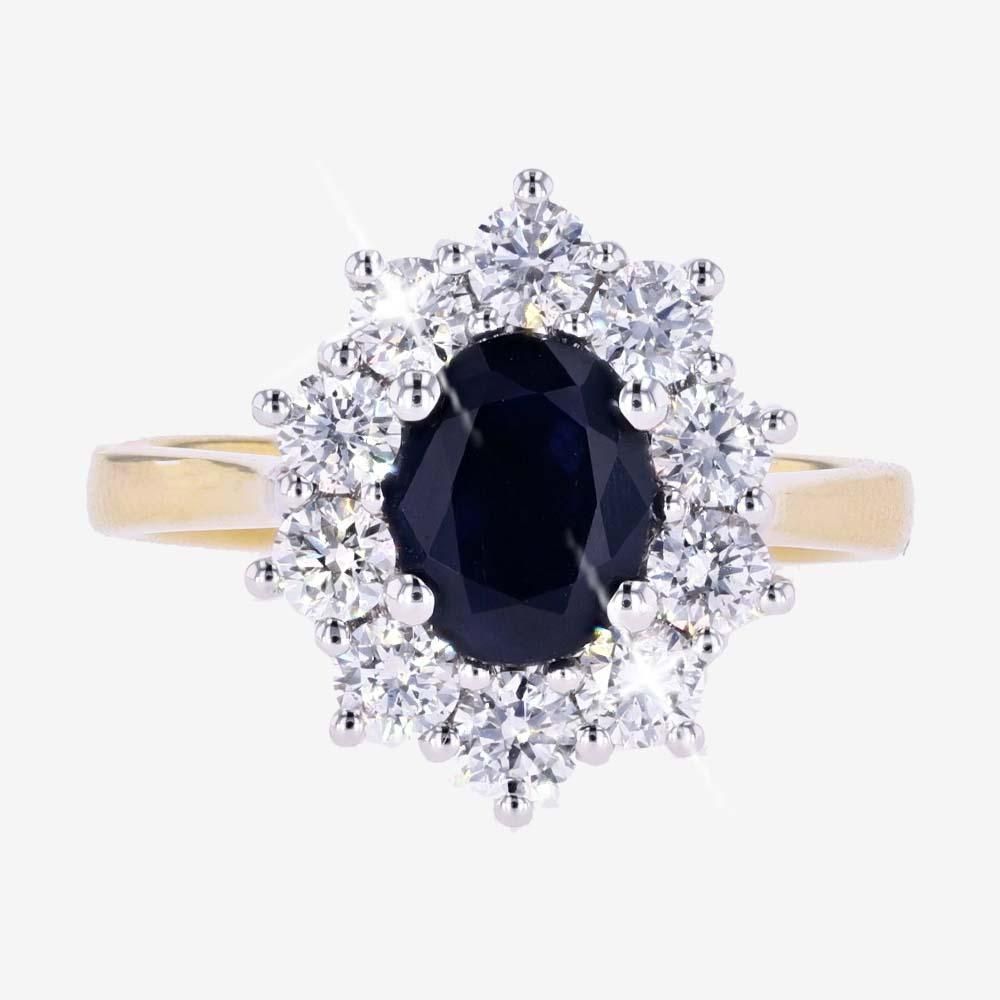 18ct Yellow Gold Sapphire And Diamond Ring 1.00ct Certificated
