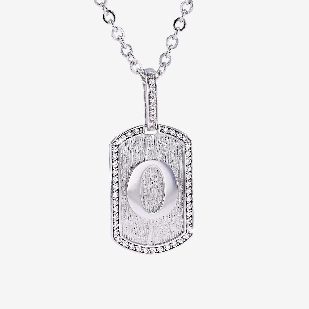 Mens Iced O Initial Tag Pendant & Chain