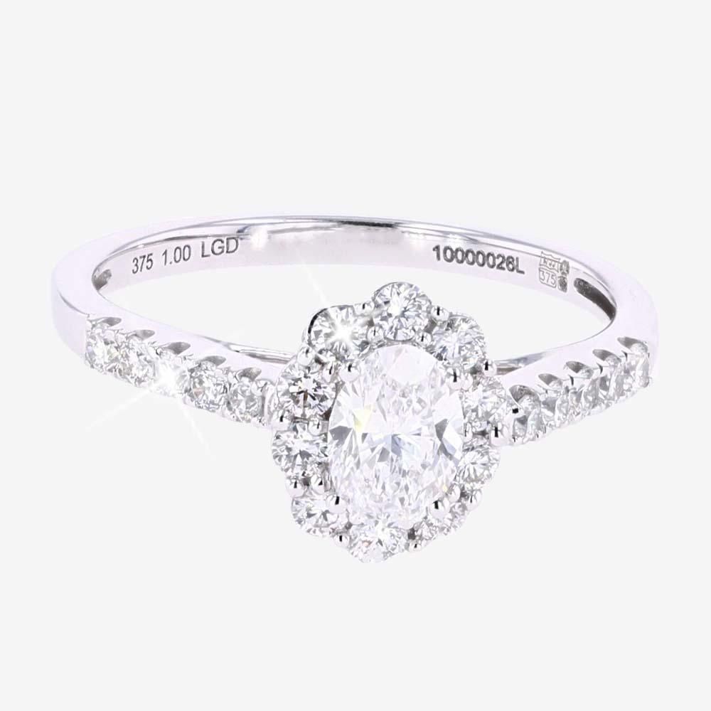 1.00ct Lab-Grown Diamond Oval Cluster Ring - Certificated
