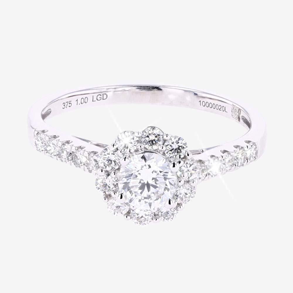 1.00ct Lab-Grown Diamond Halo Cluster Ring - Certificated