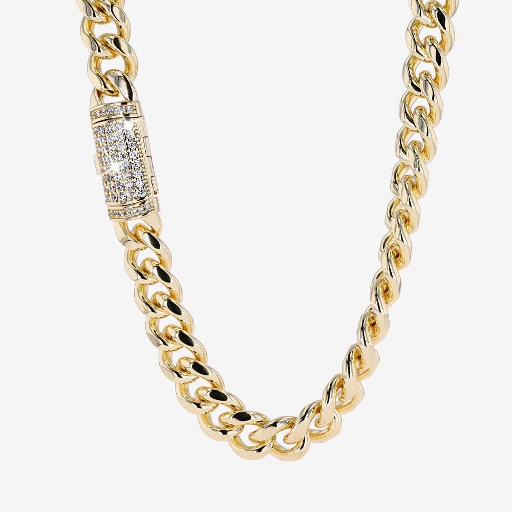 Mens Solid Iced Cuban Chain -10mm