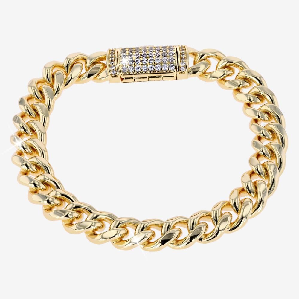 Mens Solid Iced Cuban Bracelet -10mm