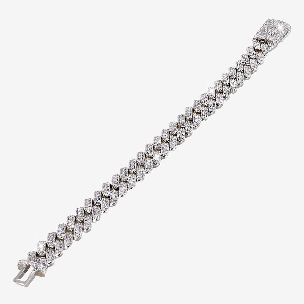 Mens Solid Monaco Ice Bracelet Prong Link