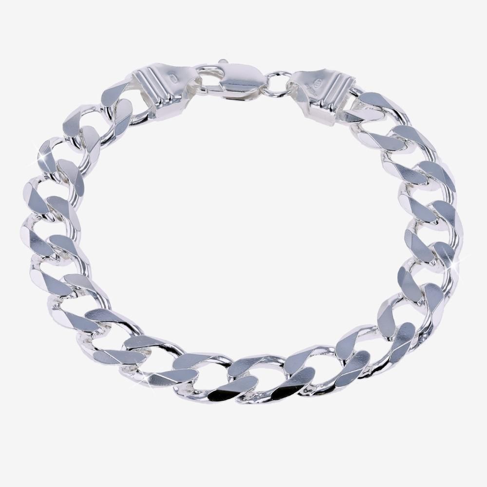 Silver Solid Heavyweight Mens Curb Bracelet