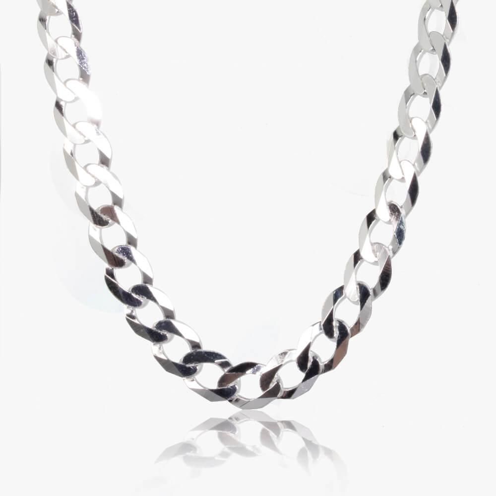 Silver 20" Diamond Cut Curb Mens Chain
