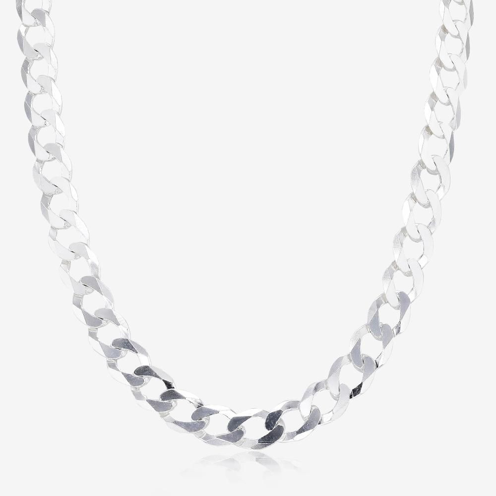 Silver 18" Diamond Cut Curb Chain