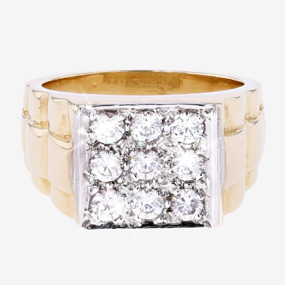 9ct Gold Mens CZ Ring