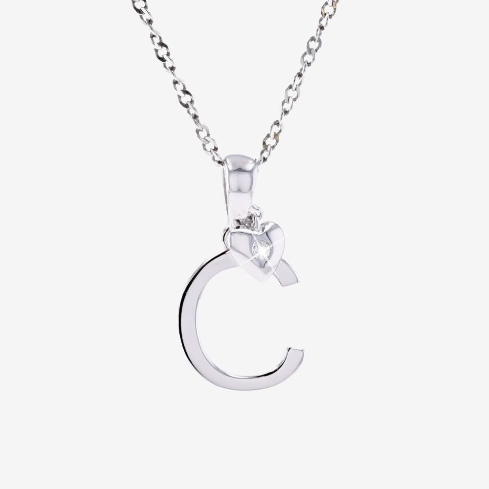 Sterling Silver Real Diamond Lab-Grown Initial C Necklace