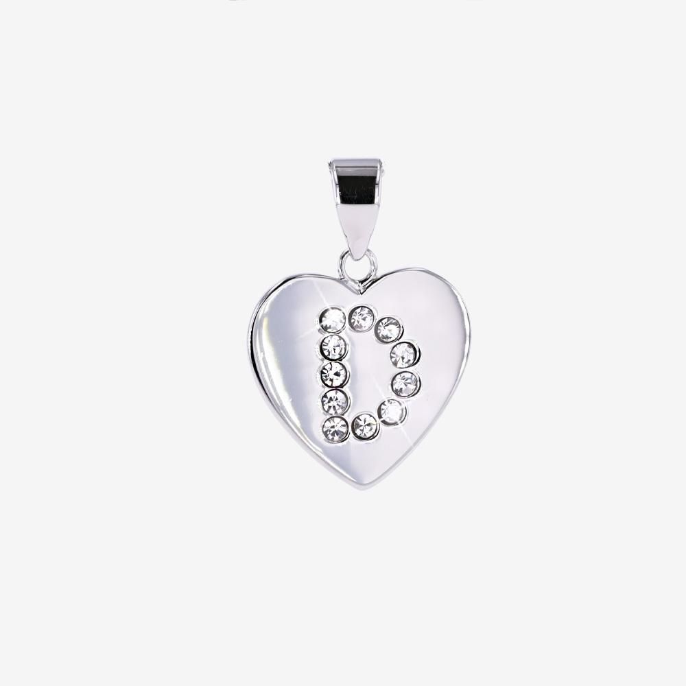 Sterling Silver D Initial Heart Pendant