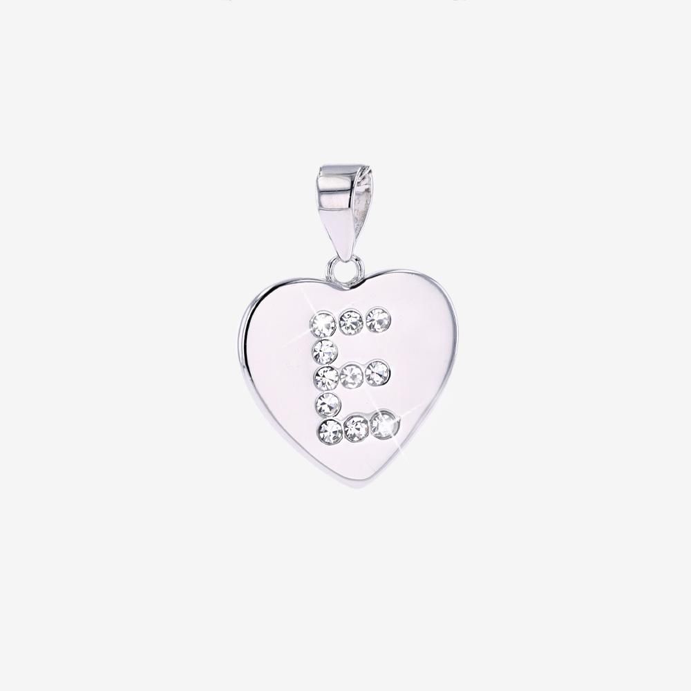 Sterling Silver E Initial Heart Pendant