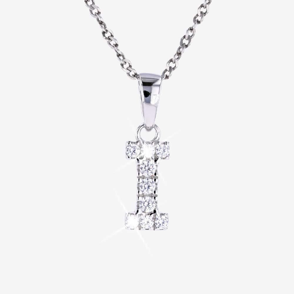 Sterling Silver I Initial Necklace