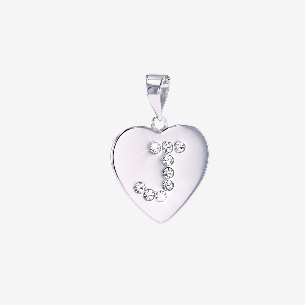 Sterling Silver J Initial Heart Pendant