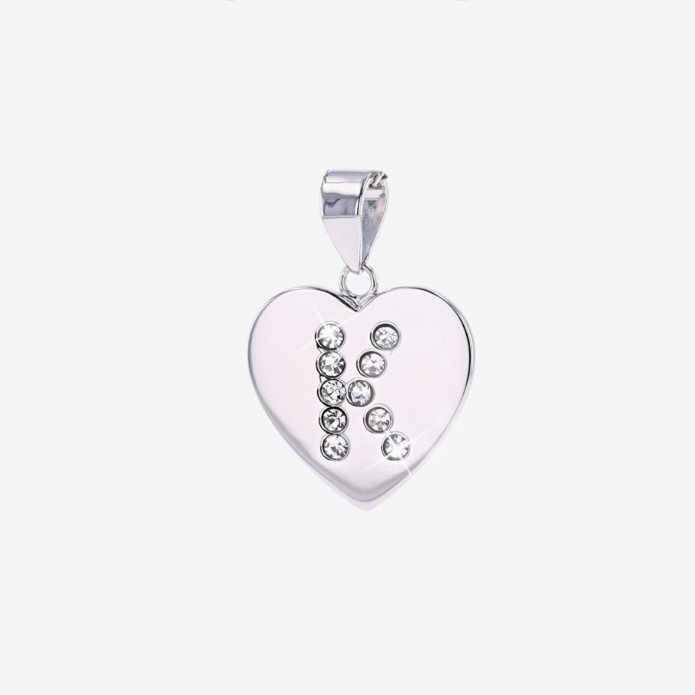 Sterling Silver K Initial Heart Pendant