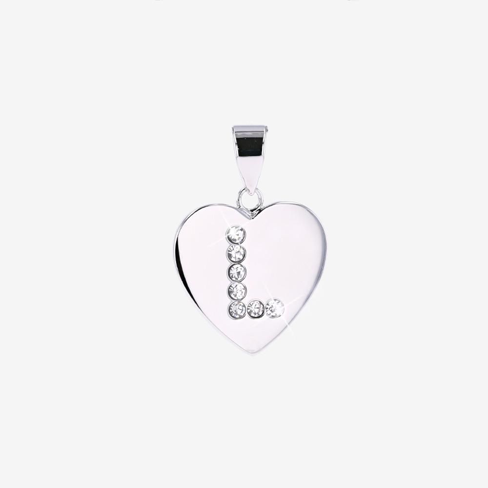 Sterling Silver L Initial Heart Pendant