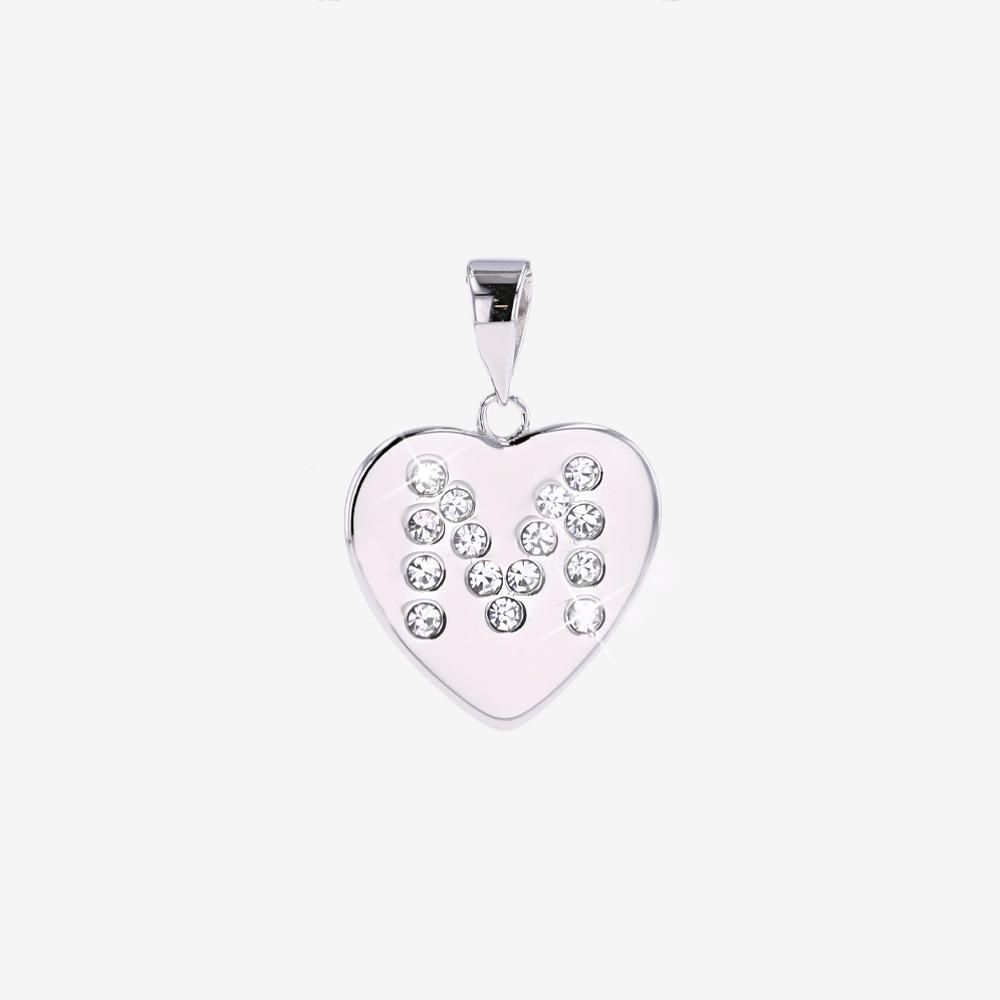 Sterling Silver M Initial Heart Pendant