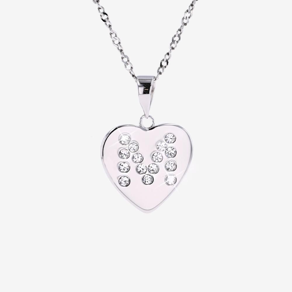 Sterling Silver M Initial Heart Necklace