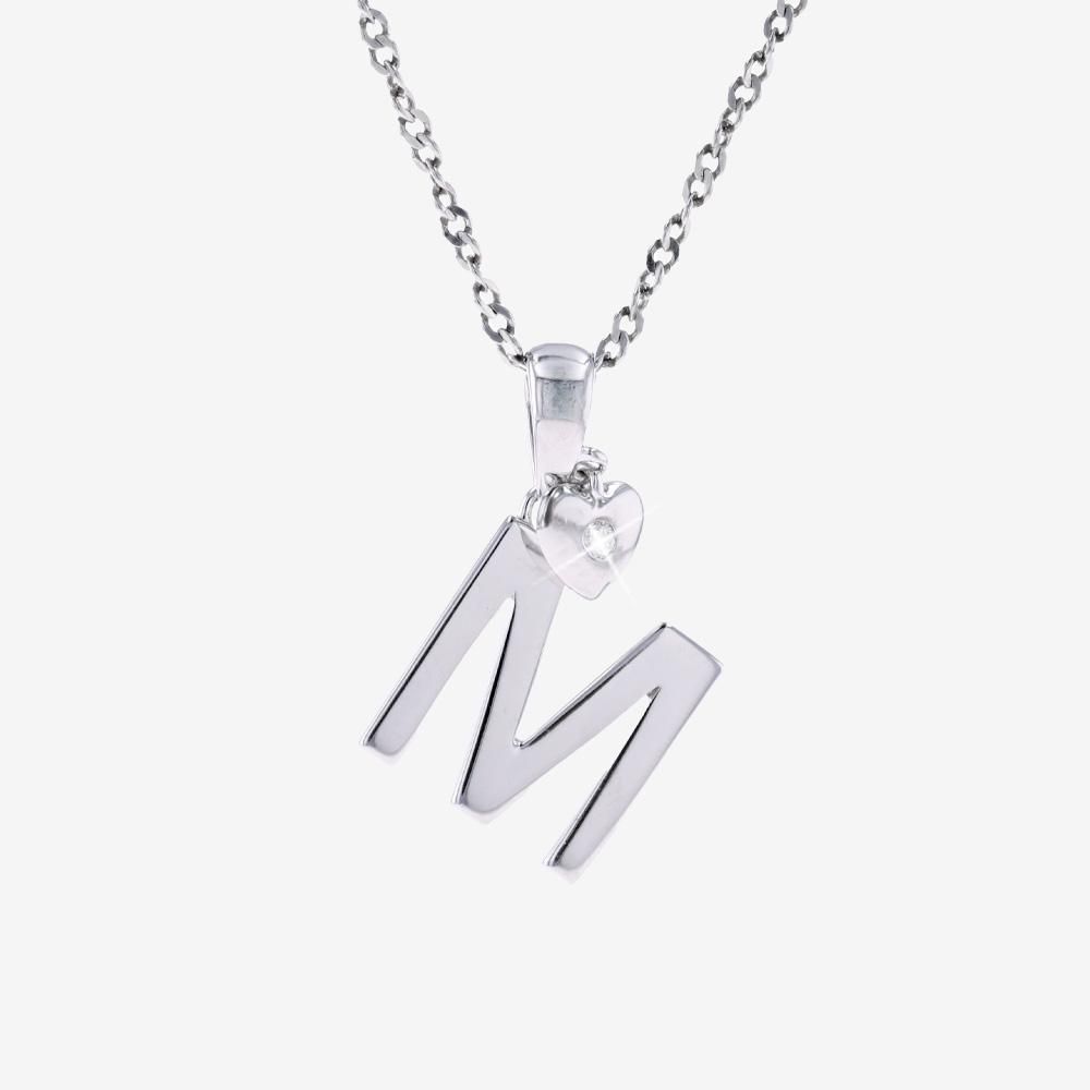 Sterling Silver Real Diamond Lab-Grown Initial M Necklace