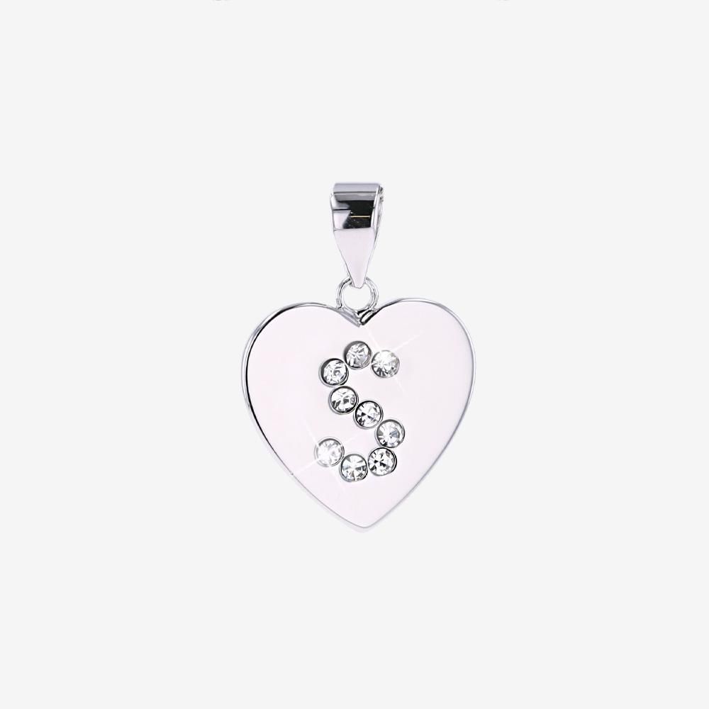Sterling Silver S Initial Heart Pendant