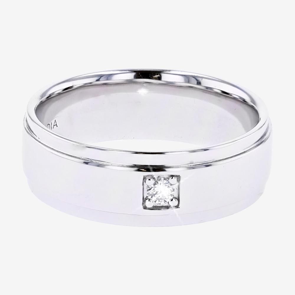 Silver Real Diamond Lab-Grown Mens Band