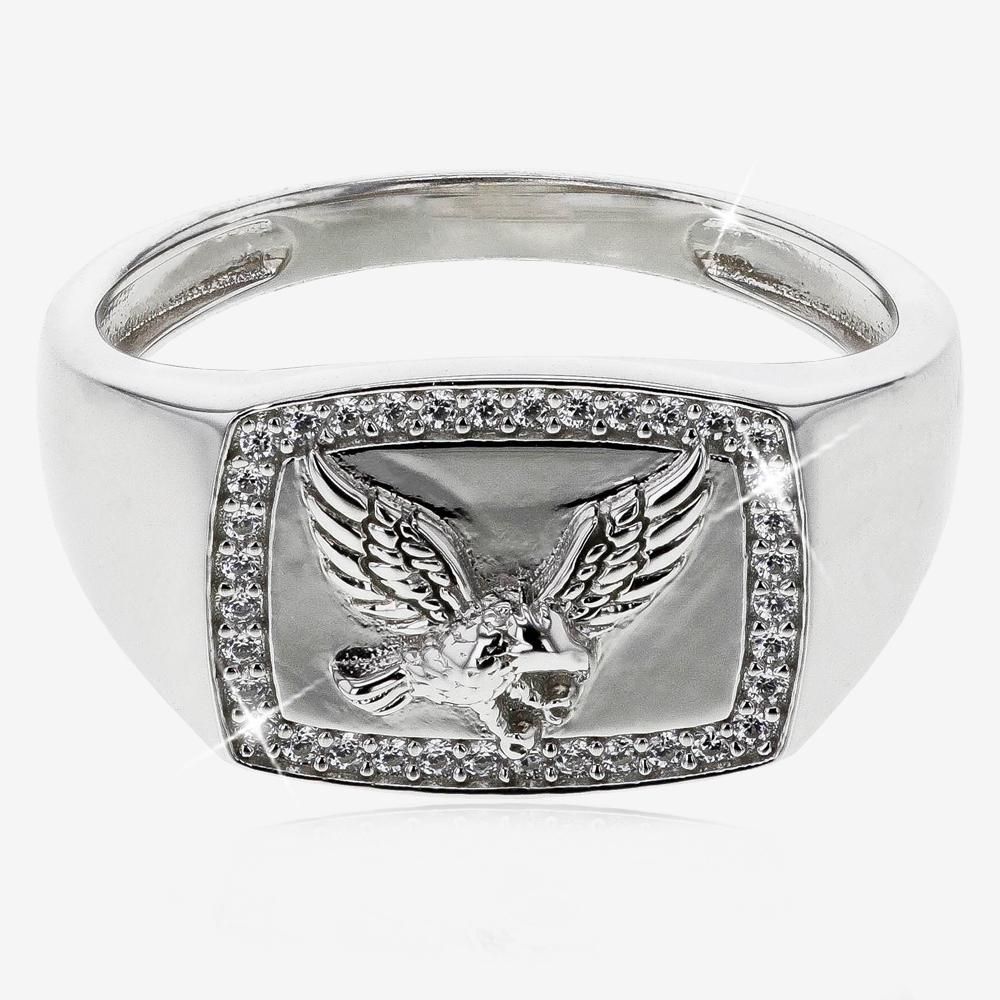 Silver Mens Eagle Ring