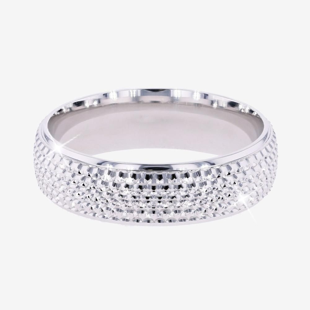 Silver Mens Diamond Cut Band Ring
