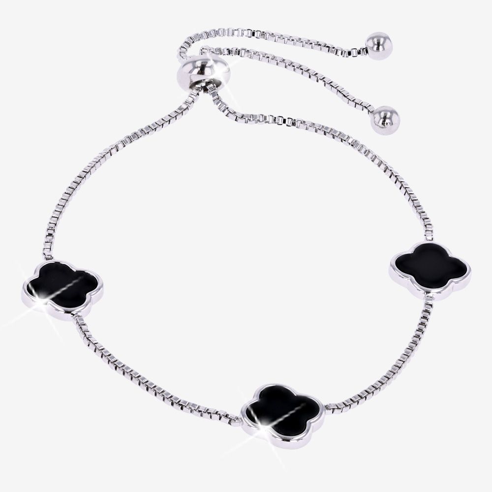 Real Onyx 4 Leaf Clover Friendship Bracelet