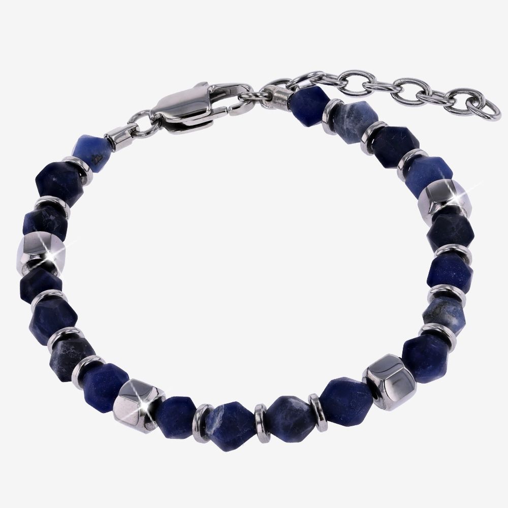Real Blue Sodalite Bracelet, Italian Design