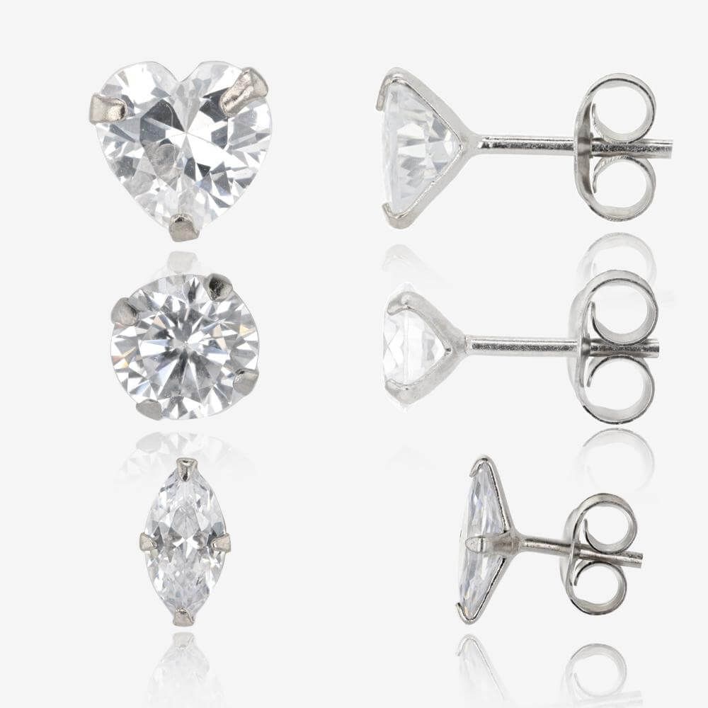 Silver Set of 3 Earrings