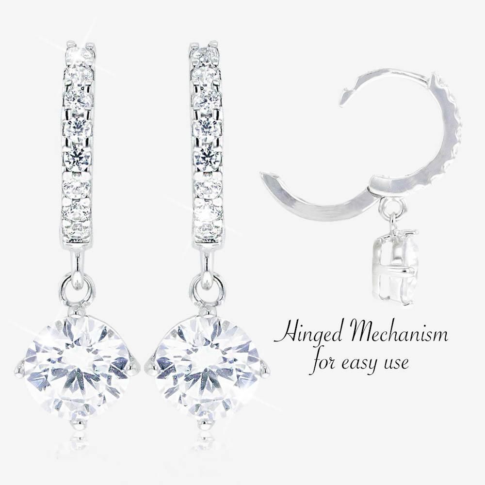 Silver Huggie Drop Earrings